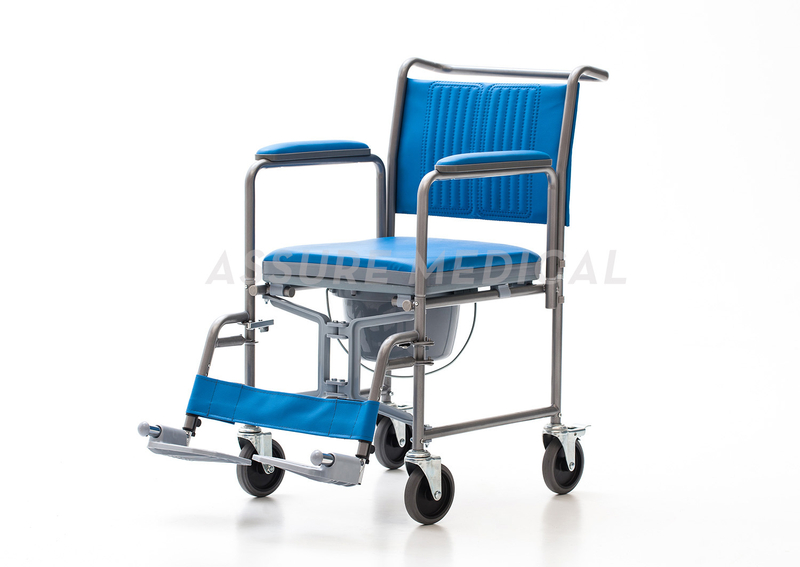 YJ-7100C Commode Chair, Blue seat and back, Foldable 